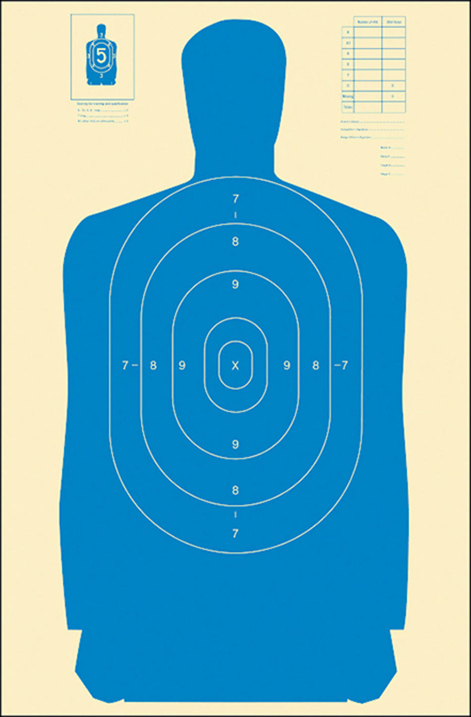 Action Target B-27S Law Enforcement Qualification Silhouette Paper Target 24" x 45" Blue/White Box of 100
