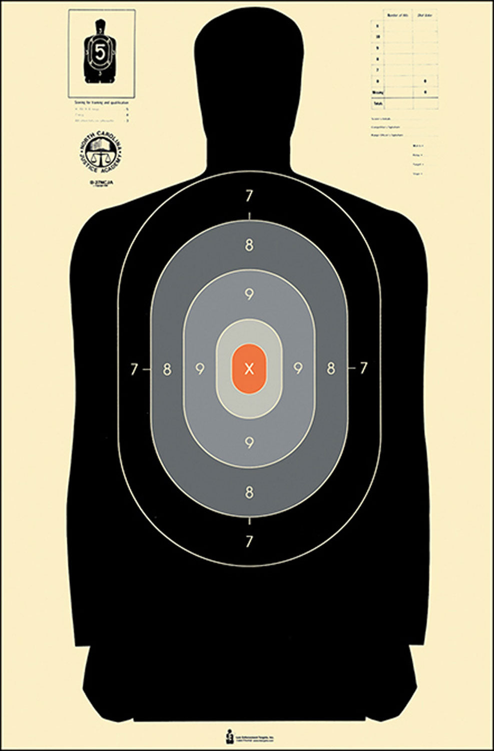 Action Target B-27 NCJA Qualification Silhouette Paper Target 24" x 45" Black/Gray/White Box of 100