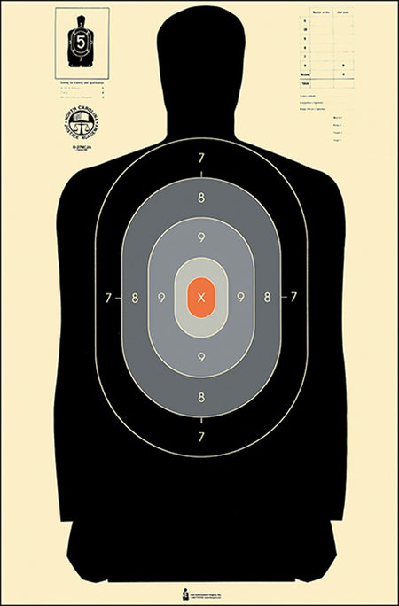 Action Target B-27 NCJA Qualification Silhouette Paper Target 24" x 45" Black/Gray/White Box of 100
