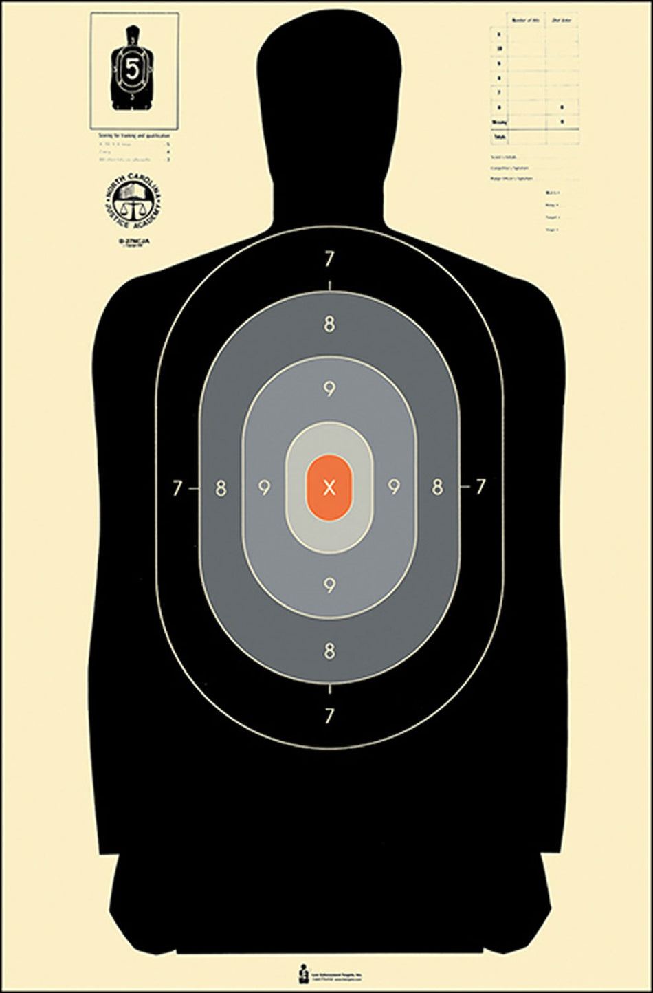 Action Target B-27 NCJA Qualification Silhouette Paper Target 24" x 45" Black/Gray/White Box of 100