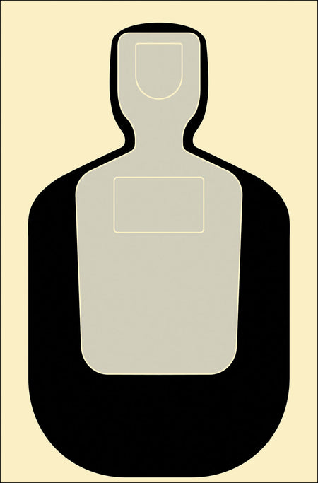 Action Target TQ-19 25-Yard Qualification Silhouette Paper Target 24" x 45" Black/Gray/White Box of 100