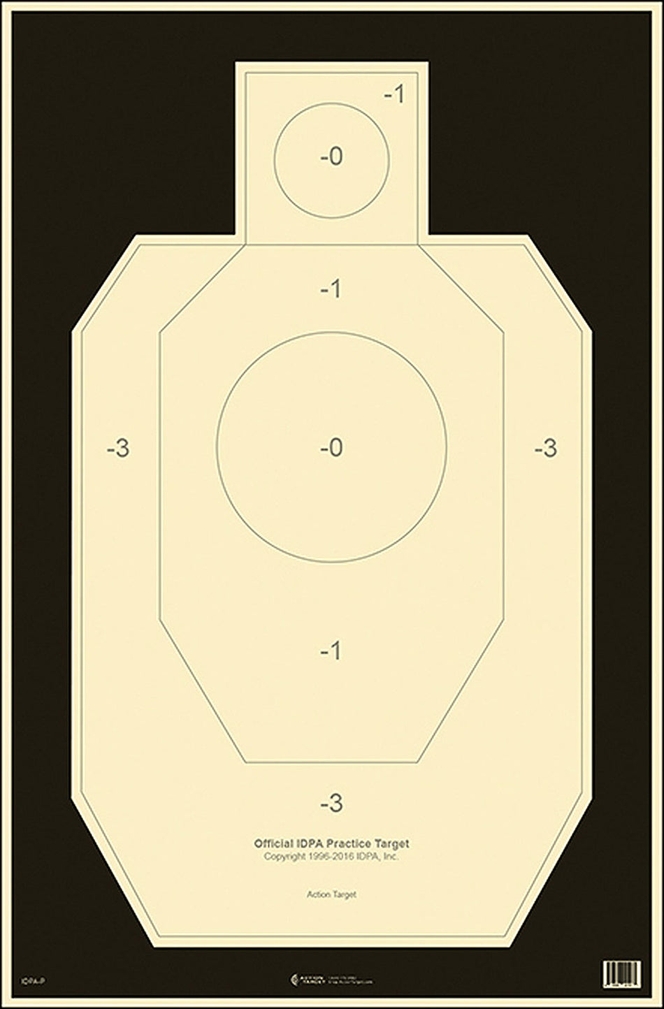 Action Target IDPA Competition Practice Silhouette Tagboard Target 23" x 35" Black/White Box of 100