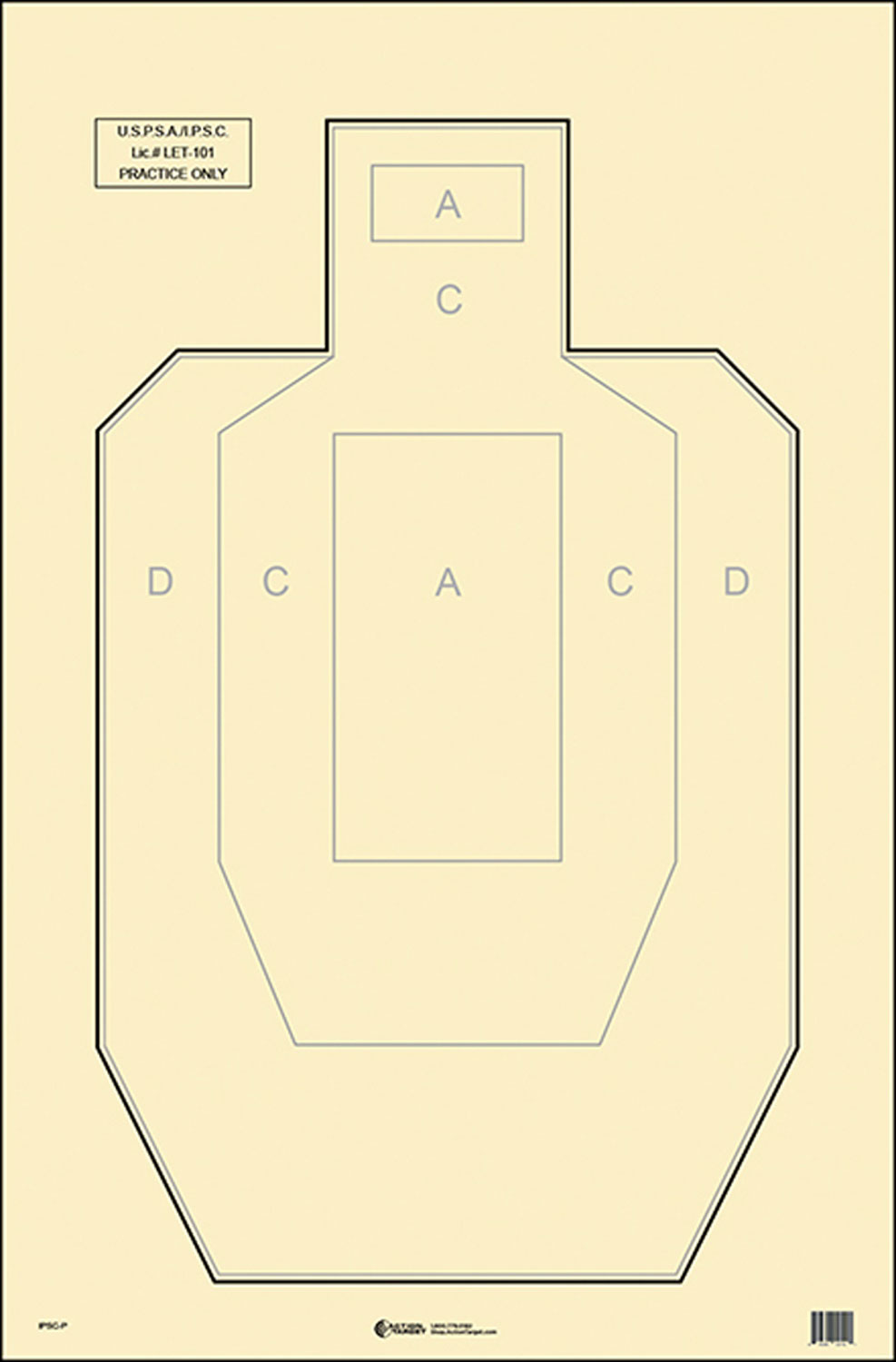 Action Target IPSC/USPSA Official Paper Practice Target 23" x 35" Black/White Box of 100