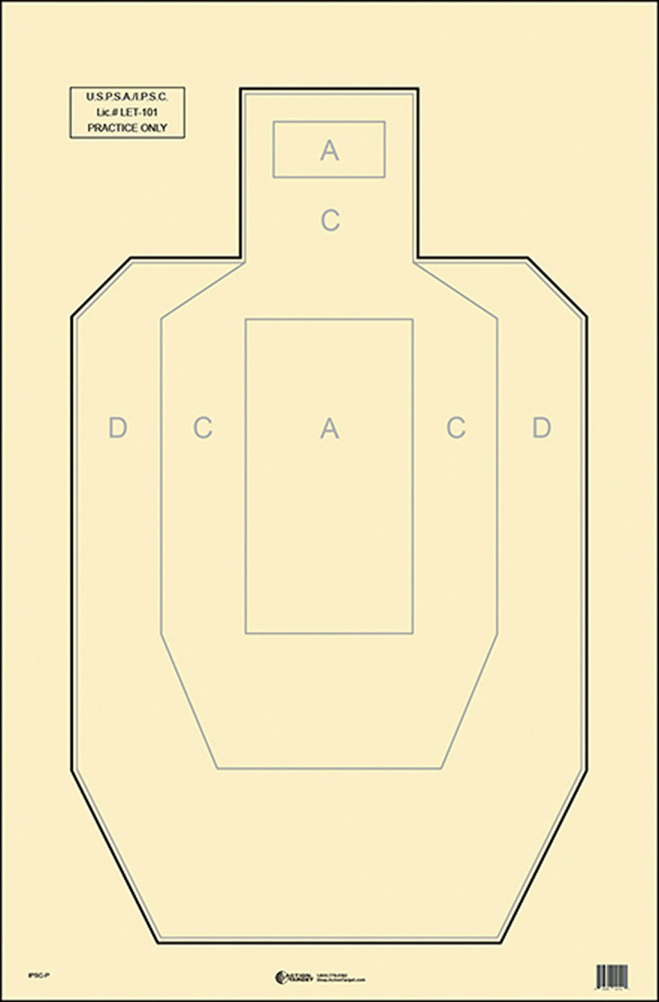 Action Target IPSC/USPSA Official Paper Practice Target 23" x 35" Black/White Box of 100