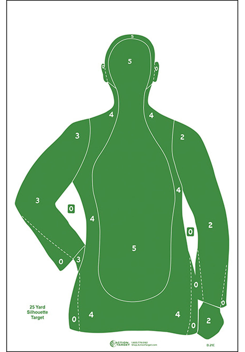 Action Target B-21E Qualification Silhouette Paper Target 23" x 35" Green Box of 100