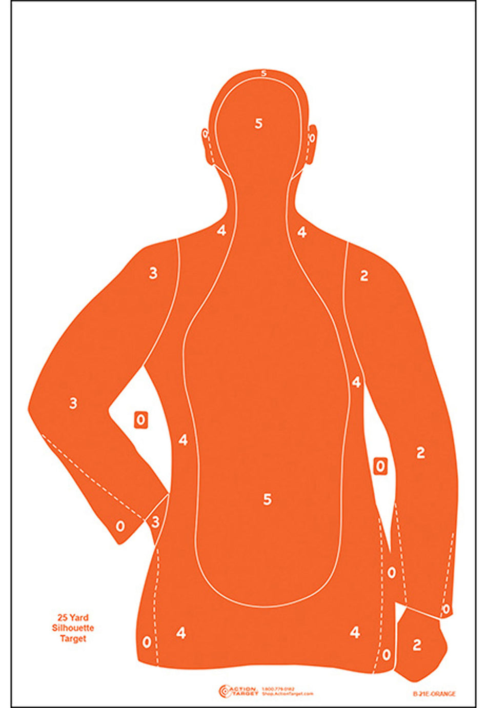 Action Target B-21E Qualification Silhouette Paper Target 23" x 35" Orange/White Box of 100