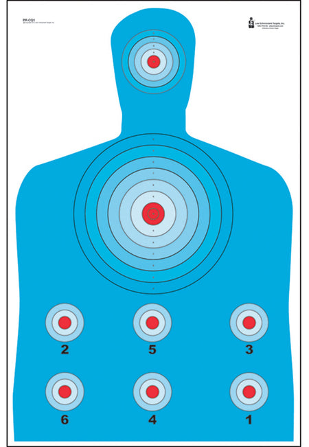 Action Target PRCQ-1 Fluorescent High Visibility Silhouette Qualification Paper Target 23" x 35" Blue/Red Box of 100