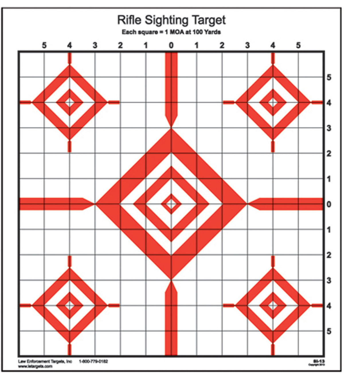 Action Target SI-13 100-Yard Scope Adjustment Rifle Diamond Paper Target 14" x 15" Red/White Box of 100