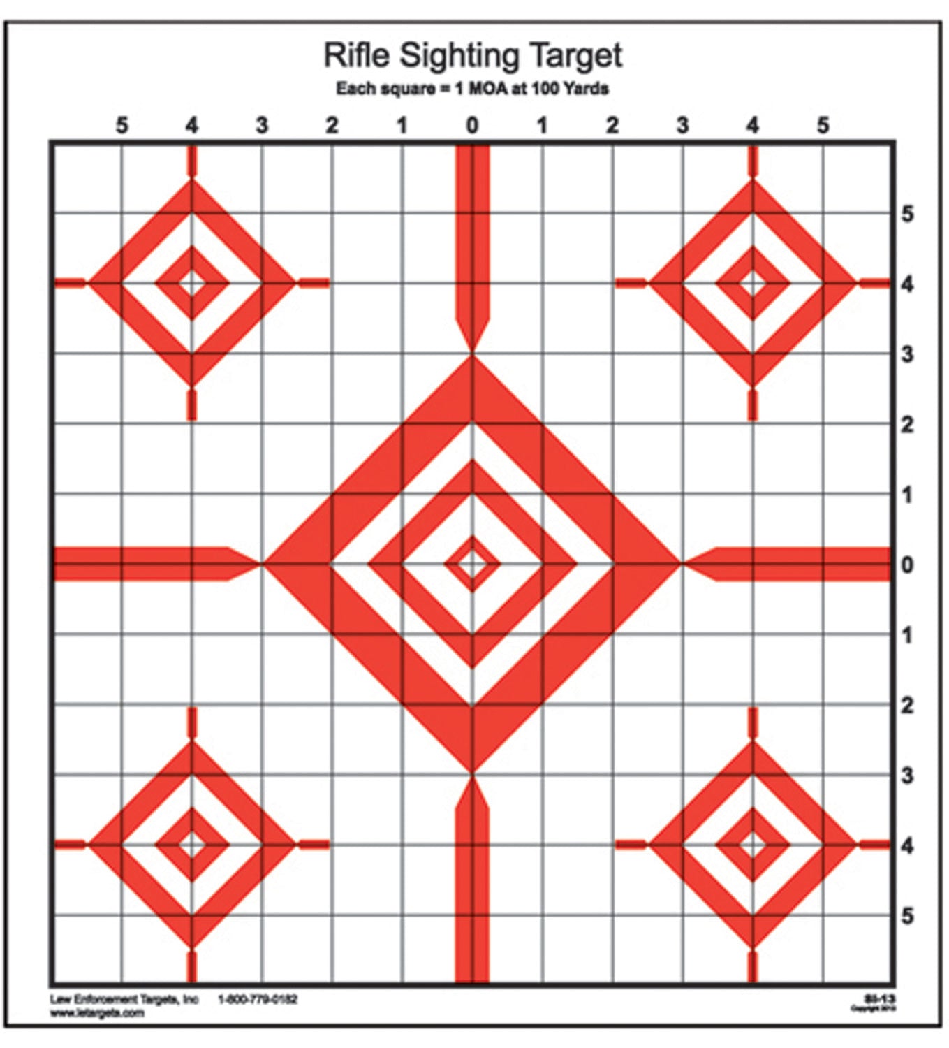 Action Target SI-13 100-Yard Scope Adjustment Rifle Diamond Paper Target 14" x 15" Red/White Box of 100