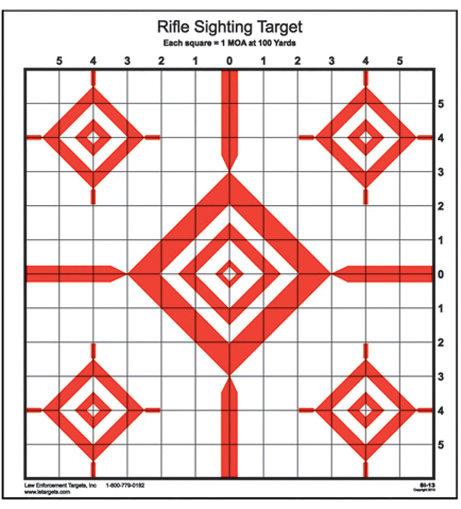 Action Target SI-13 100-Yard Scope Adjustment Rifle Diamond Paper Target 14" x 15" Red/White Box of 100