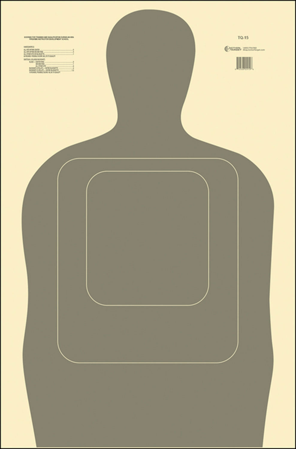 Action Target TQ15GRAY100 Qualification Silhouette Paper Target 24x45 Gray/White 100 Per Box