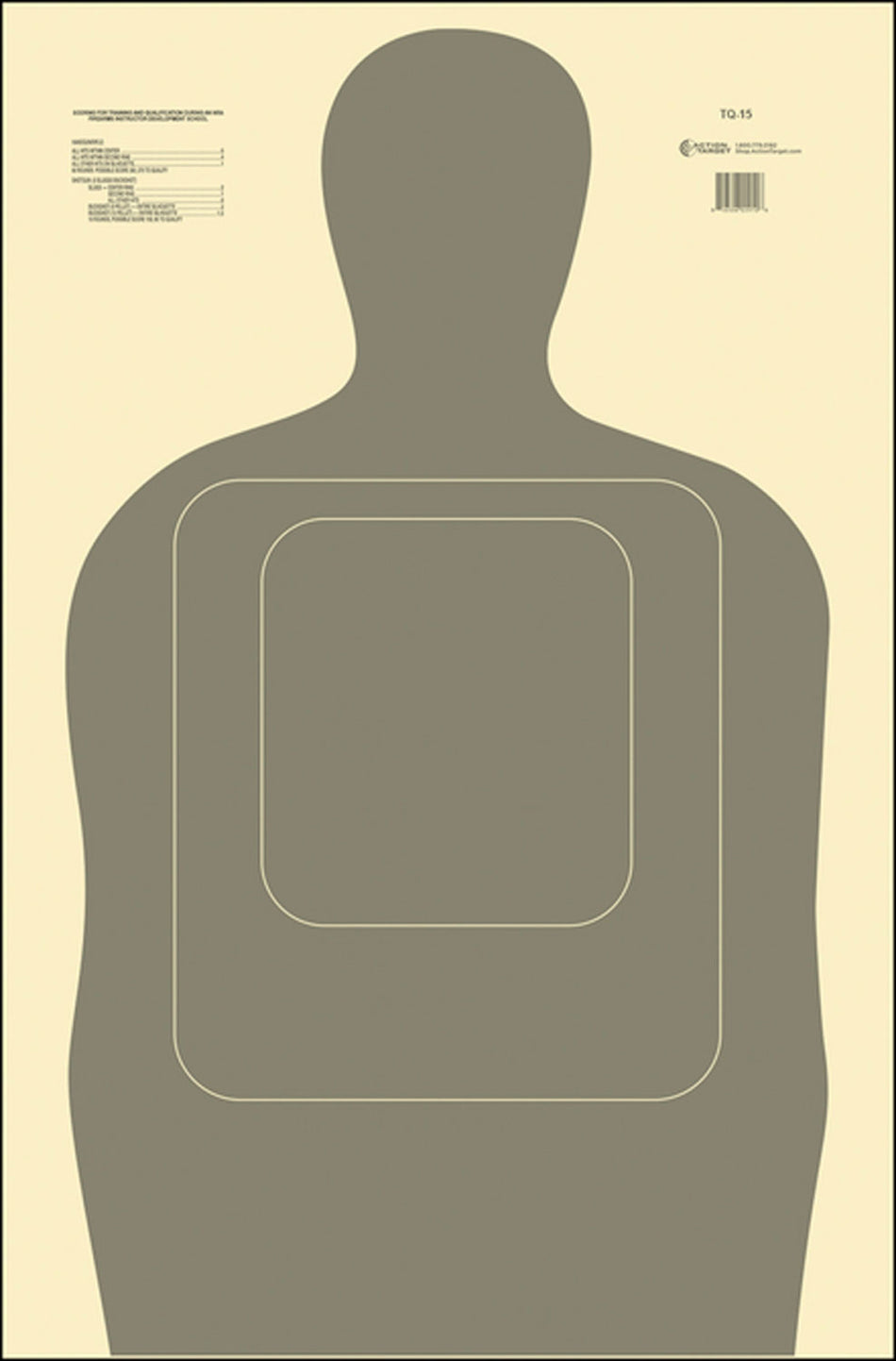 Action Target TQ15GRAY100 Qualification Silhouette Paper Target 24x45 Gray/White 100 Per Box