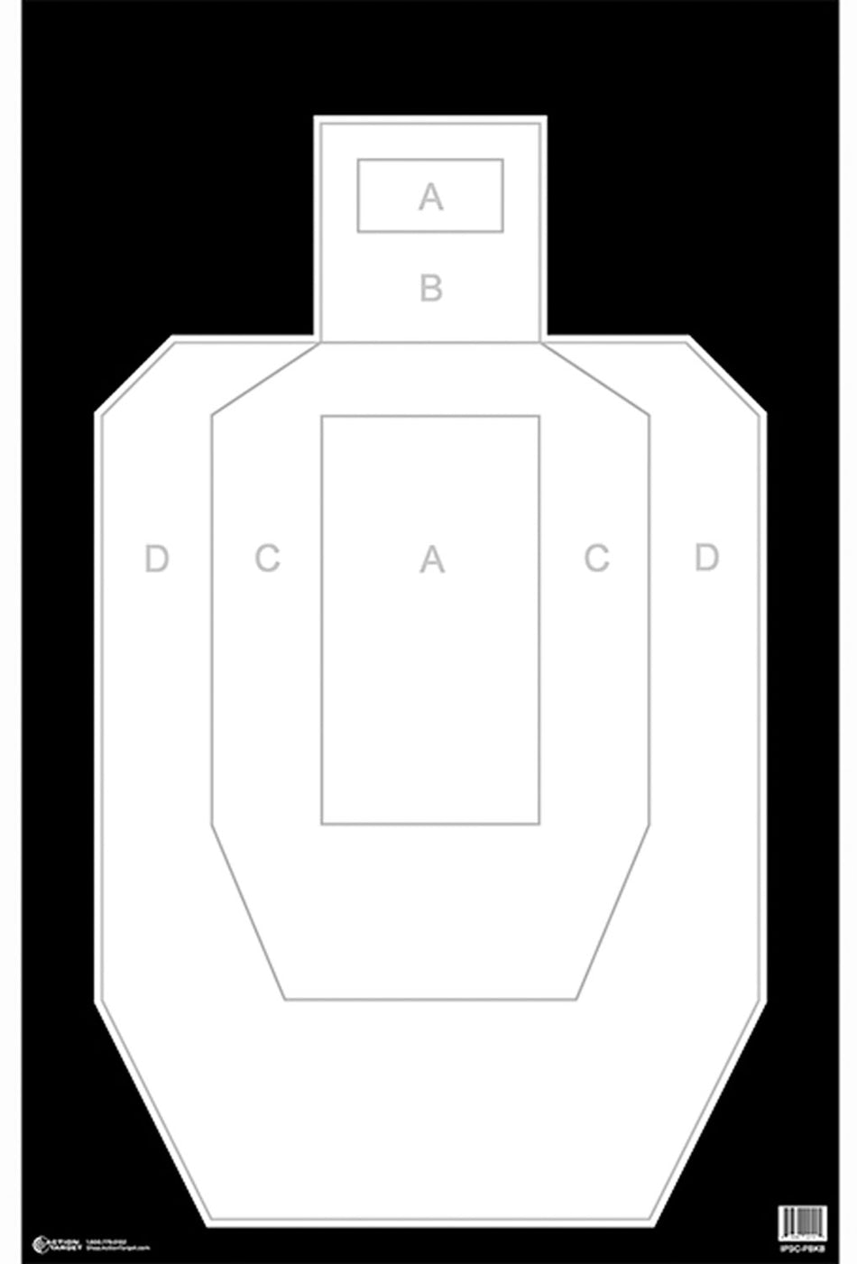 Action Target IPSC/USPSA Black Background High Visibility Silhouette Heavy Paper Target 23" x 35" Box of 100