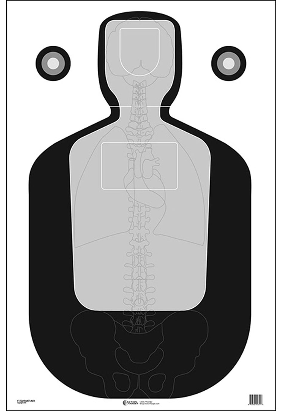 Action Target FTQ19ANTAV2100 TQ-19 Scoring Silhouette/Vitals Paper Target Black/Gray 23"x35" 100 Pack
