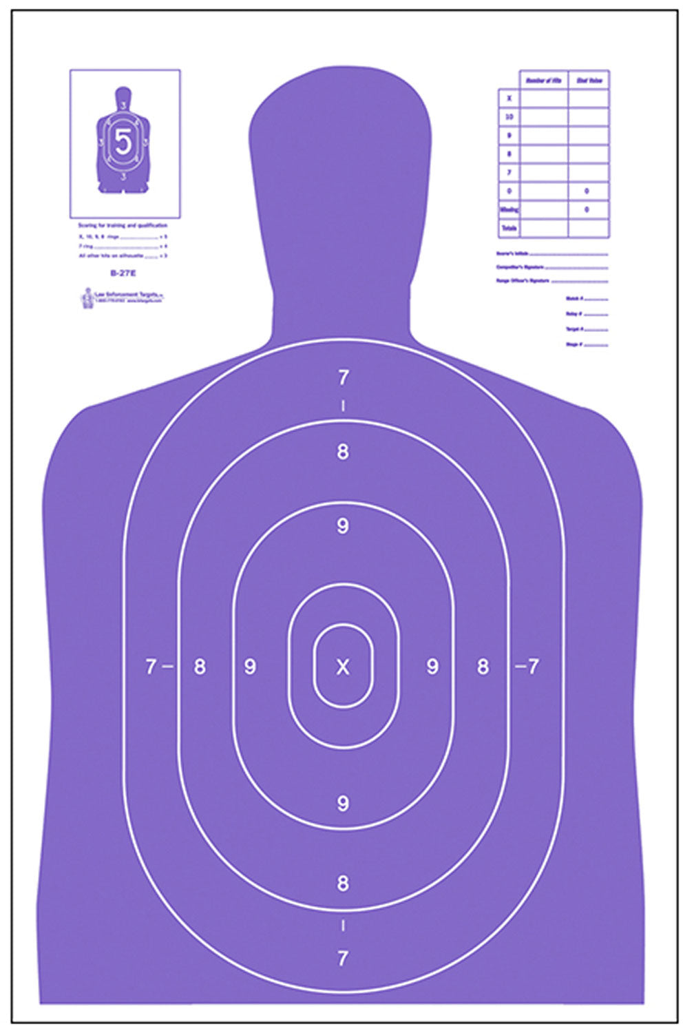 Action Target B27EPR100 Qualification Fluorescent Purple/White Paper Hanging Target 23x35 100 Per Box
