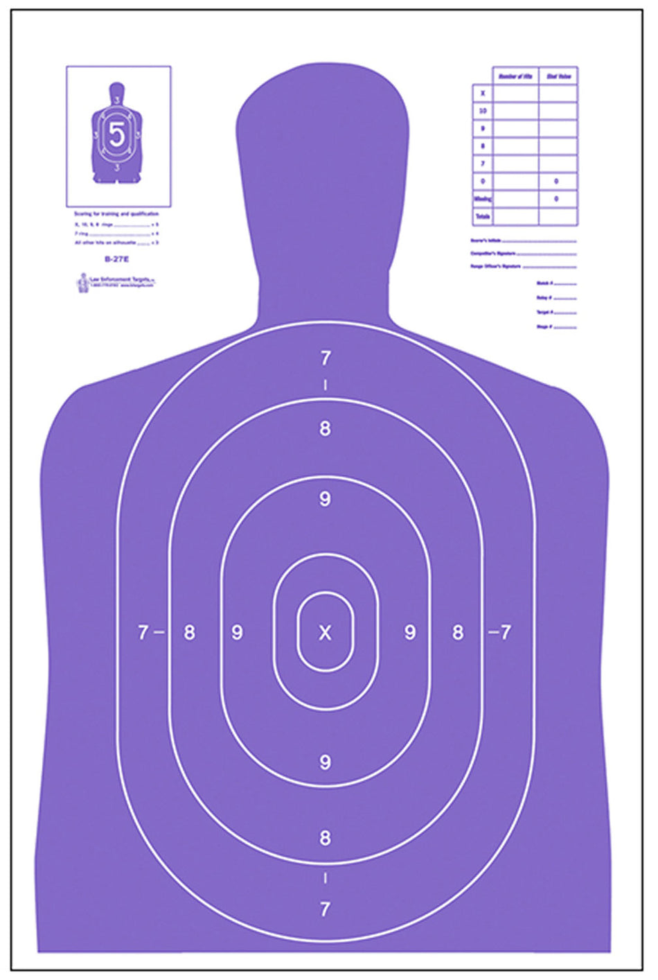 Action Target B27EPR100 Qualification Fluorescent Purple/White Paper Hanging Target 23x35 100 Per Box