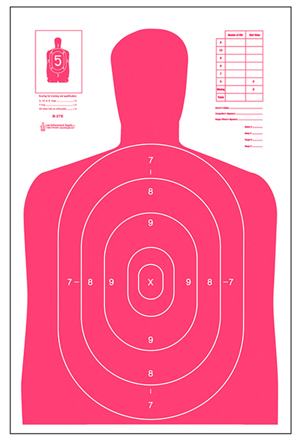 Action Target B27ERD100 Qualification Fluorescent Red/White Paper Hanging Target 23x35 100 Per Box
