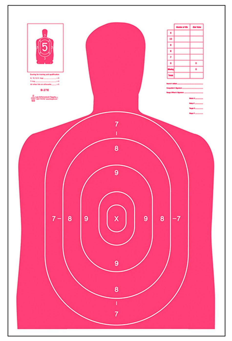 Action Target B27ERD100 Qualification Fluorescent Red/White Paper Hanging Target 23x35 100 Per Box