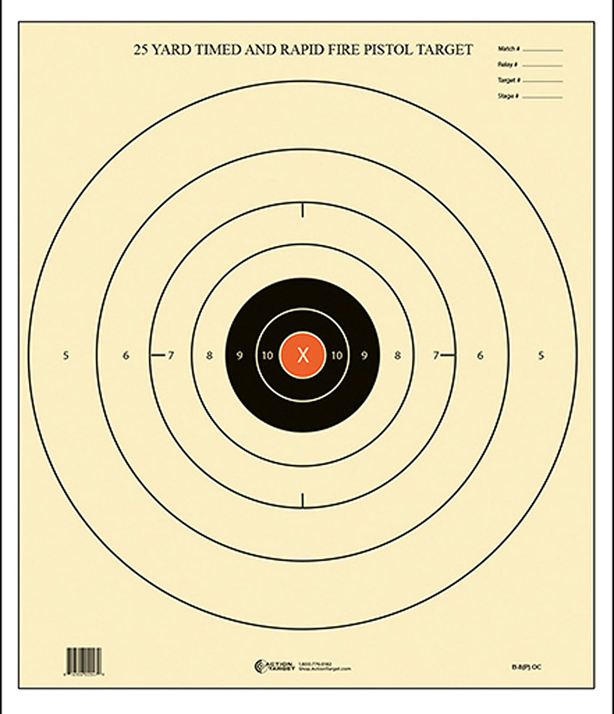 Action Target B8POC100 B-8 NRA Bullseye Rapid Fire Competition Paper Targets 21"x24" Box of 100