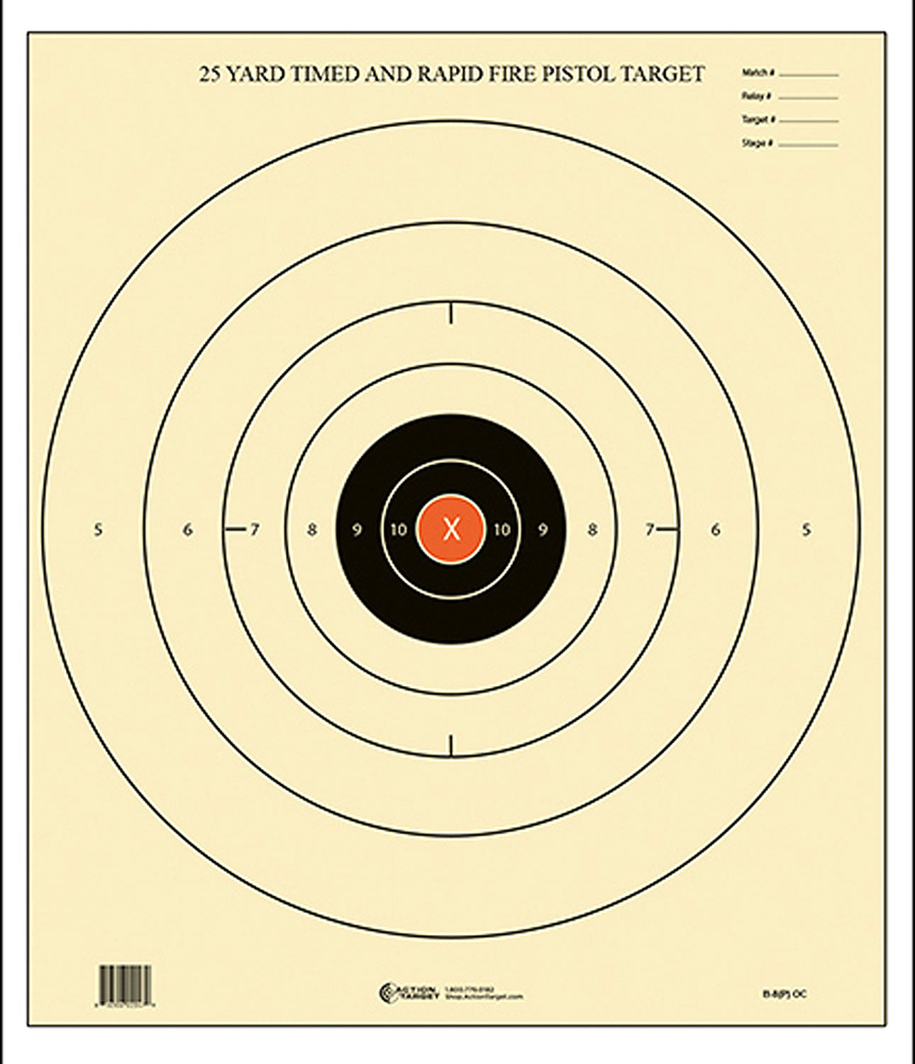 Action Target B8POC100 B-8 NRA Bullseye Rapid Fire Competition Paper Targets 21"x24" Box of 100