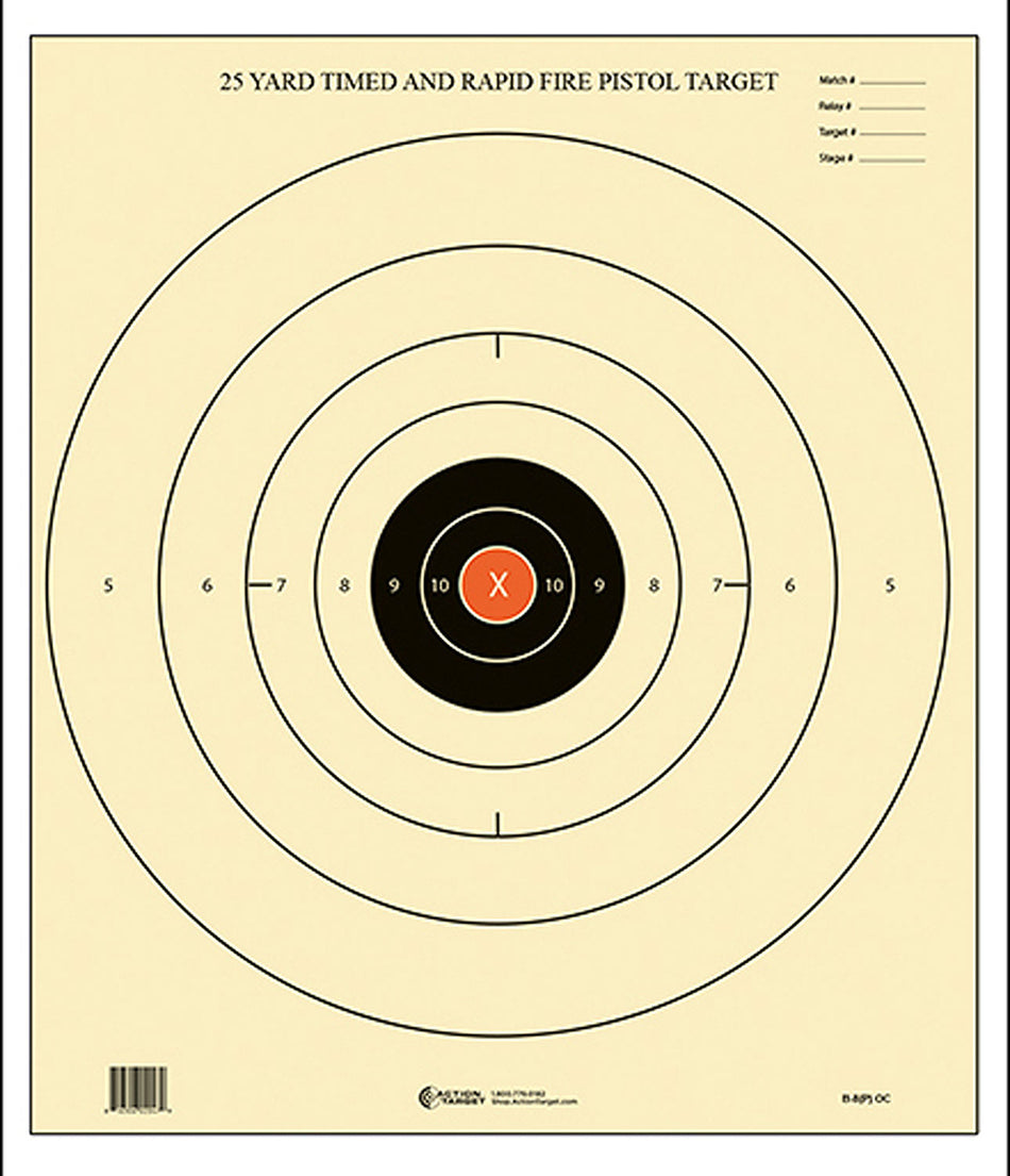 Action Target B8POC100 B-8 NRA Bullseye Rapid Fire Competition Paper Targets 21"x24" Box of 100