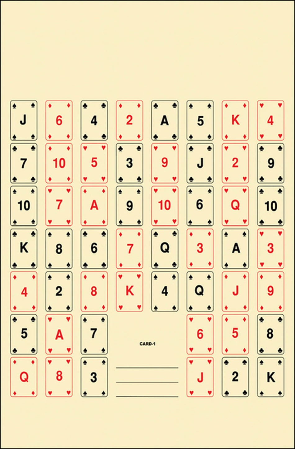 Action Target CARD1100 Full Deck 52 Card Arrangement Paper Target 22.5"x24" Black & Red 100-Count