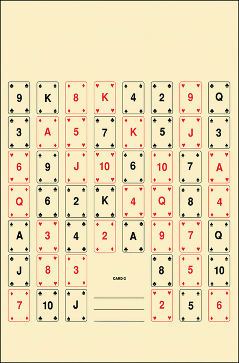 Action Target CARD2100 Full Deck 52 Card Layout Paper Target 22.5"x24" Black & Red 100-Count