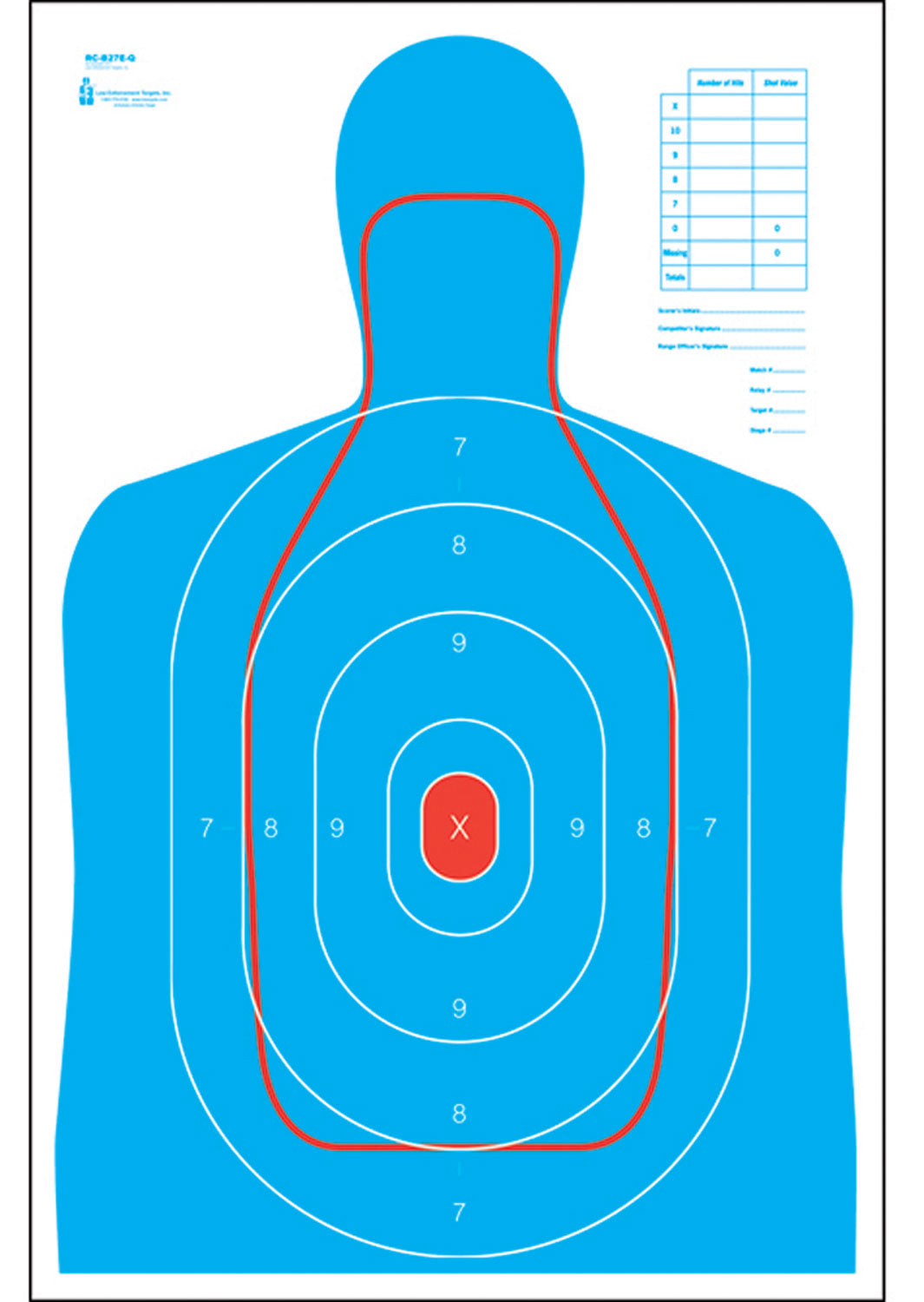 Action Target RCB27EQ100 Full-Size B-27E with FBI-Q Scoring Pattern Silhouette Paper Target 23"x35" 100-Count