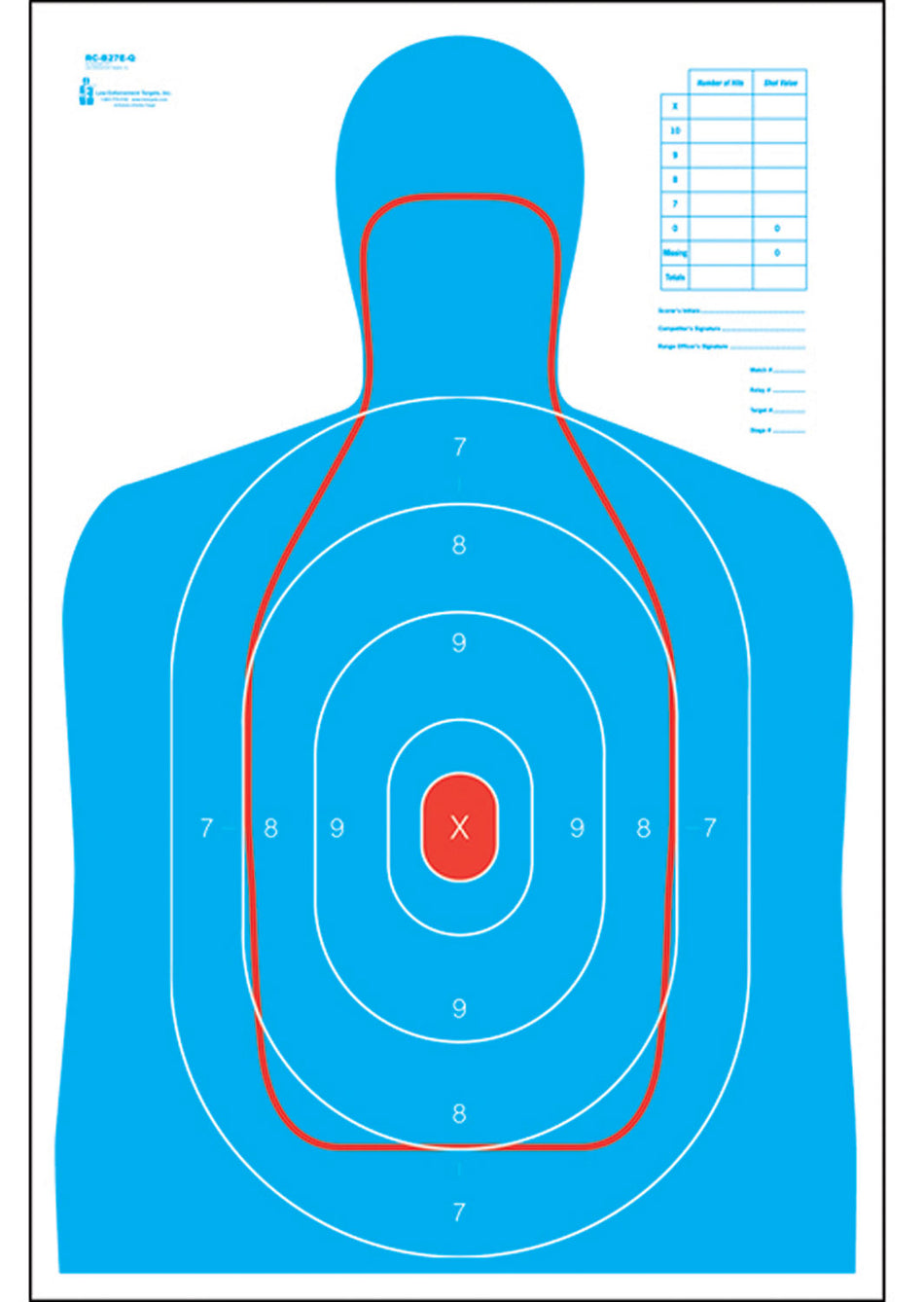 Action Target RCB27EQ100 Full-Size B-27E with FBI-Q Scoring Pattern Silhouette Paper Target 23"x35" 100-Count
