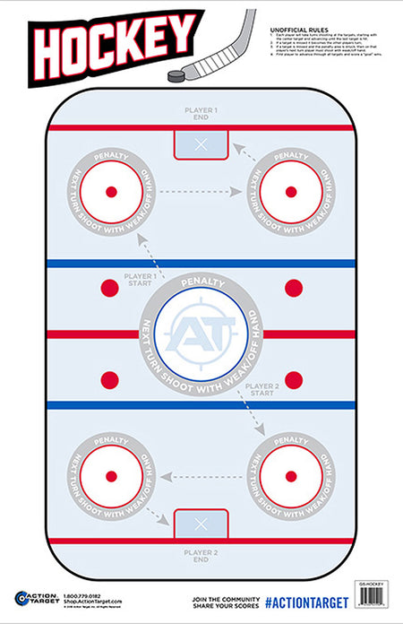 Action Target GSHOCKEY100 Entertainment Hockey Game Paper Range Target 23" x 35" Blue/White 100-Pack