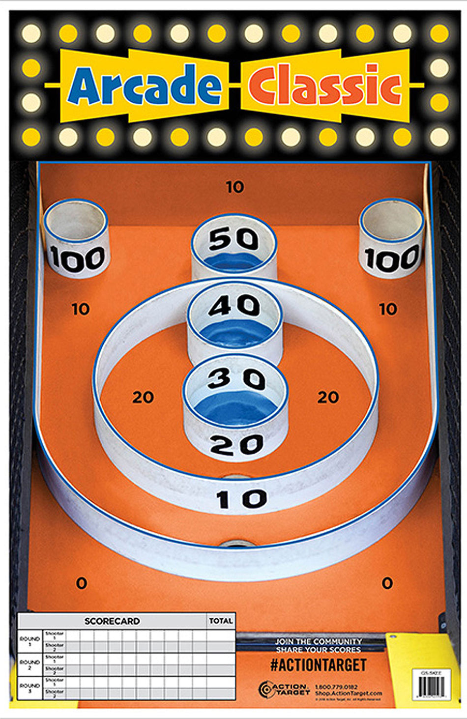 Action Target GSSKEE100 Entertainment Skee-Ball Game Paper Range Target 23" x 35" Multi-Color 100-Pack