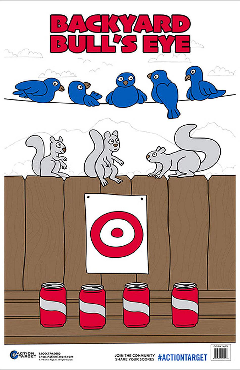 Action Target GSBKYARD100 Entertainment Backyard Animals/Cans Paper Range Target 23" x 35" Multi-Color 100-Pack