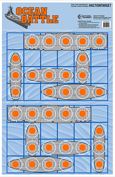 Action Target GSOCEAN100 Entertainment Ships Game Paper Range Target 23" x 35" Blue/Red 100-Pack