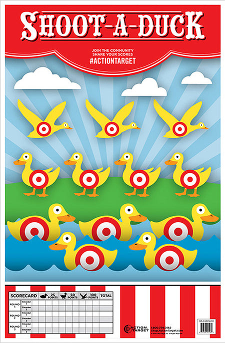 Action Target GSCARDUCK100 Entertainment Ducks Shooting Gallery Paper Range Target 23" x 35" Multi-Color 100-Pack
