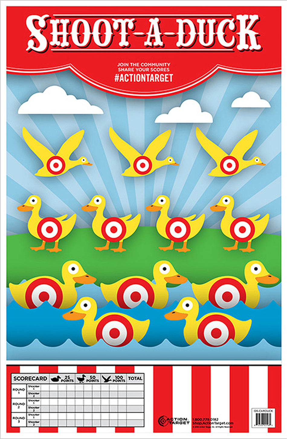 Action Target GSCARDUCK100 Entertainment Ducks Shooting Gallery Paper Range Target 23" x 35" Multi-Color 100-Pack