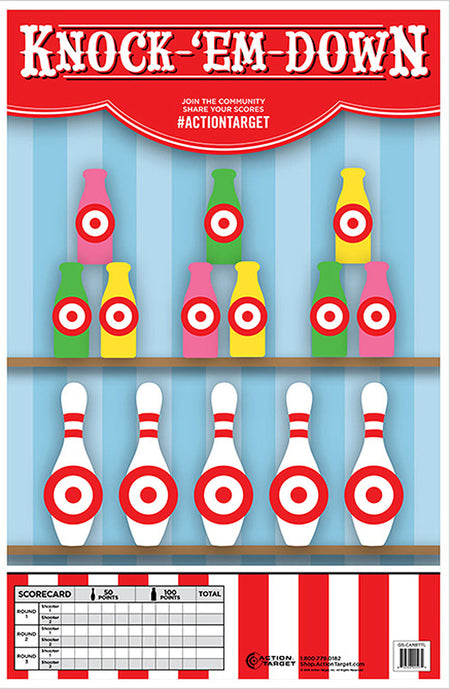 Action Target GSCARBTTL100 Entertainment Carnival Bottles/Pins Paper Range Target 23" x 35" Multi-Color 100-Pack