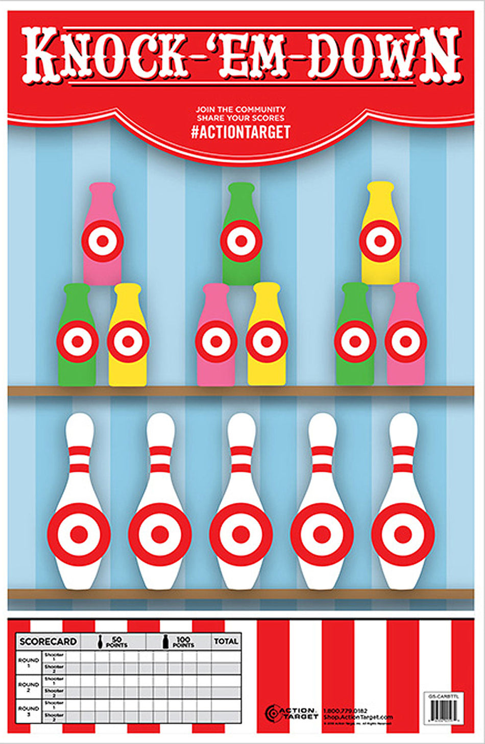 Action Target GSCARBTTL100 Entertainment Carnival Bottles/Pins Paper Range Target 23" x 35" Multi-Color 100-Pack