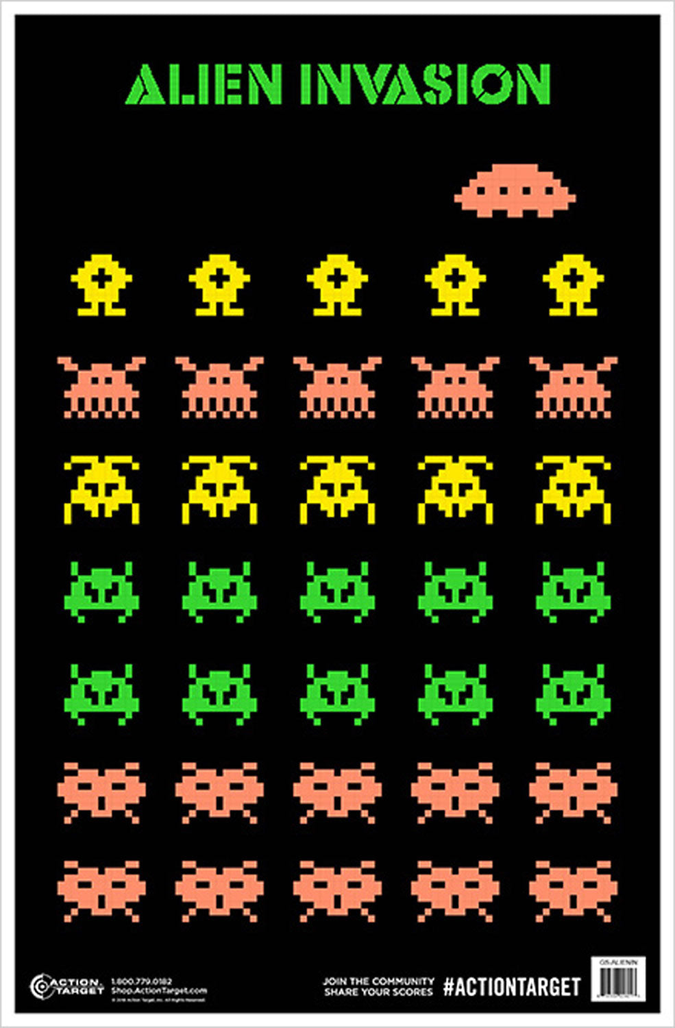 Action Target GSALIENIN100 Fluorescent Alien Entertainment Paper Targets Hanging 23"x35" 100 Count