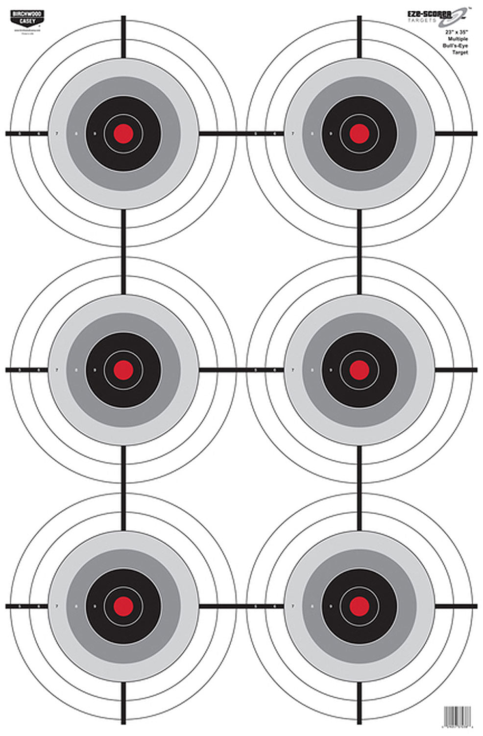 Birchwood Casey EZE-Scorer 6-Bullseye Paper Shooting Target 23" x 35" 100 Pack