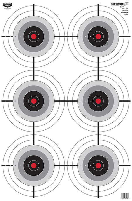 Birchwood Casey EZE-Scorer 6-Bullseye Paper Shooting Target 23" x 35" 100 Pack