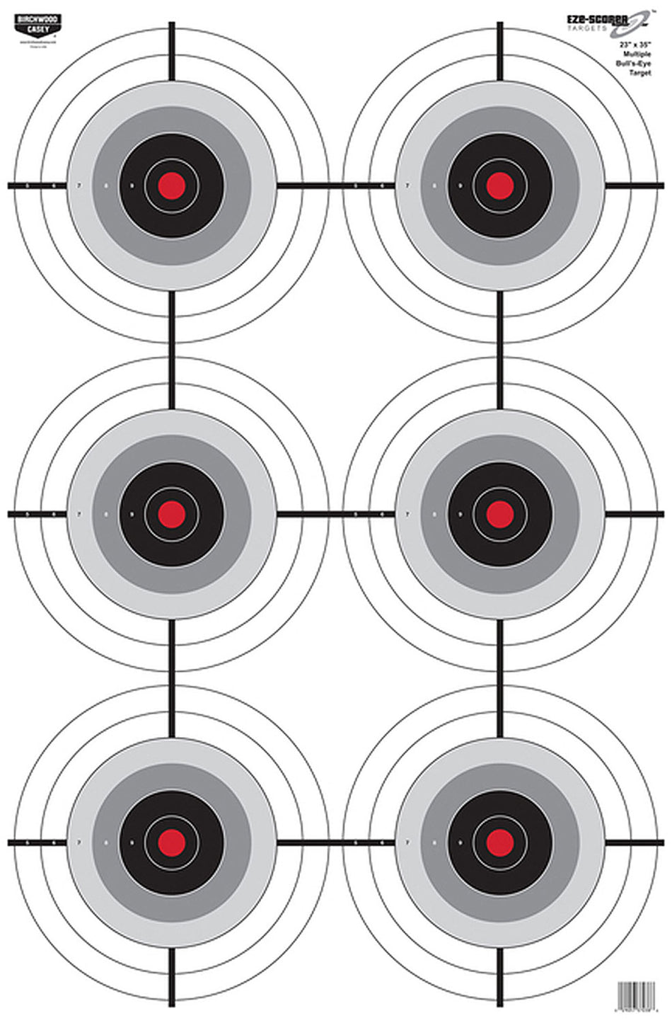 Birchwood Casey EZE-Scorer 6-Bullseye Paper Shooting Target 23" x 35" 100 Pack