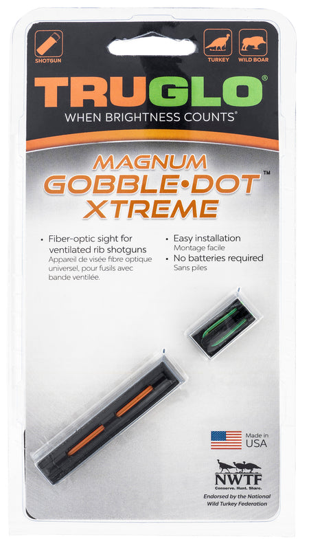 TruGlo TG941XA Magnum Gobble-Dot Xtreme Universal Shotgun Rib Fiber Optic Red Front Green Rear Sight