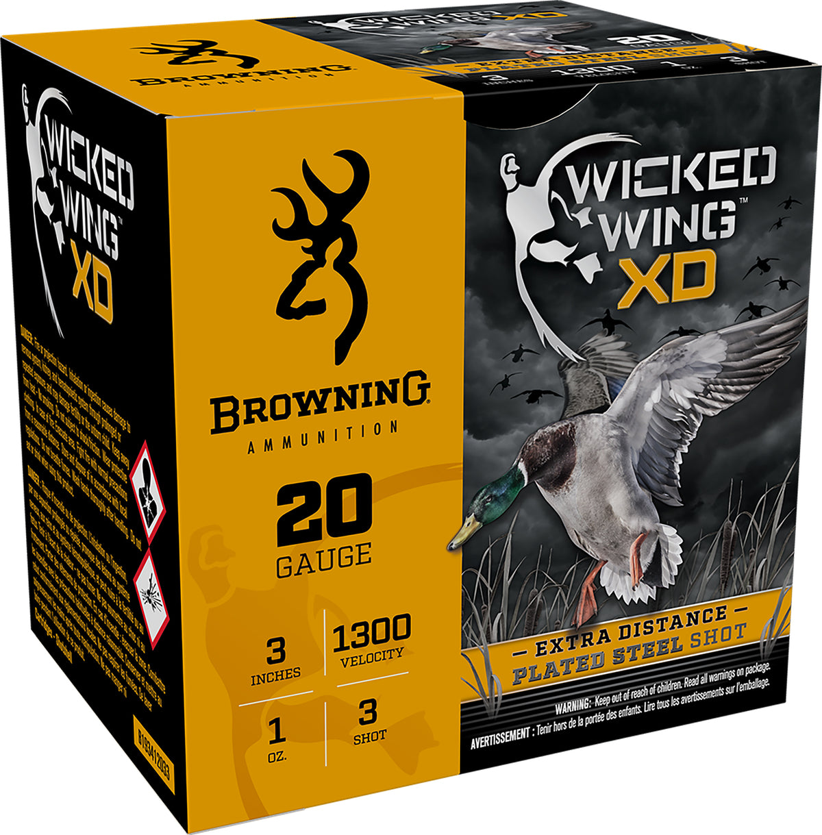 Browning 20 Gauge B193412033 Wicked Wing XD Extra Distance 3" 1oz 3 Shot