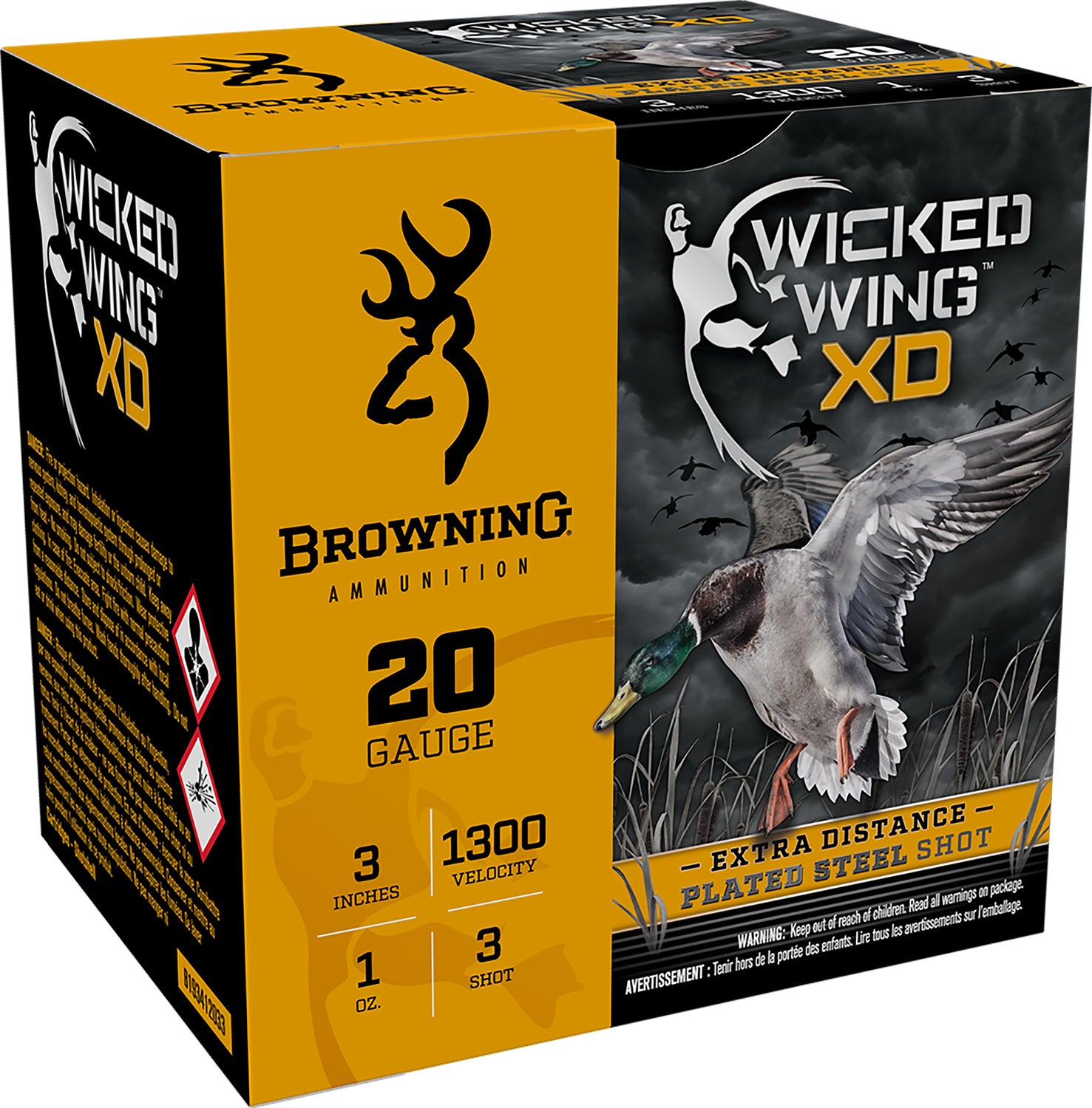 Browning 20 Gauge B193412033 Wicked Wing XD Extra Distance 3" 1oz 3 Shot