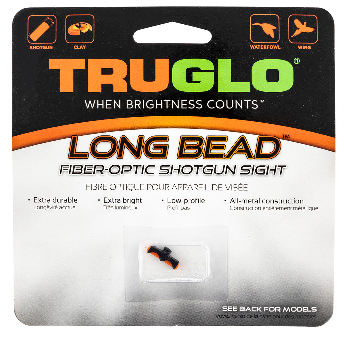 TruGlo TG947ARM Long Bead CNC-Machined Metal Shotgun Fiber Optic Red Bead 6-40
