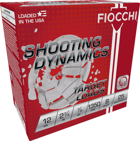 Fiocchi 12 Gauge Shotgun Shells Shooting Dynamics #8 7/8 oz 2.75 in
