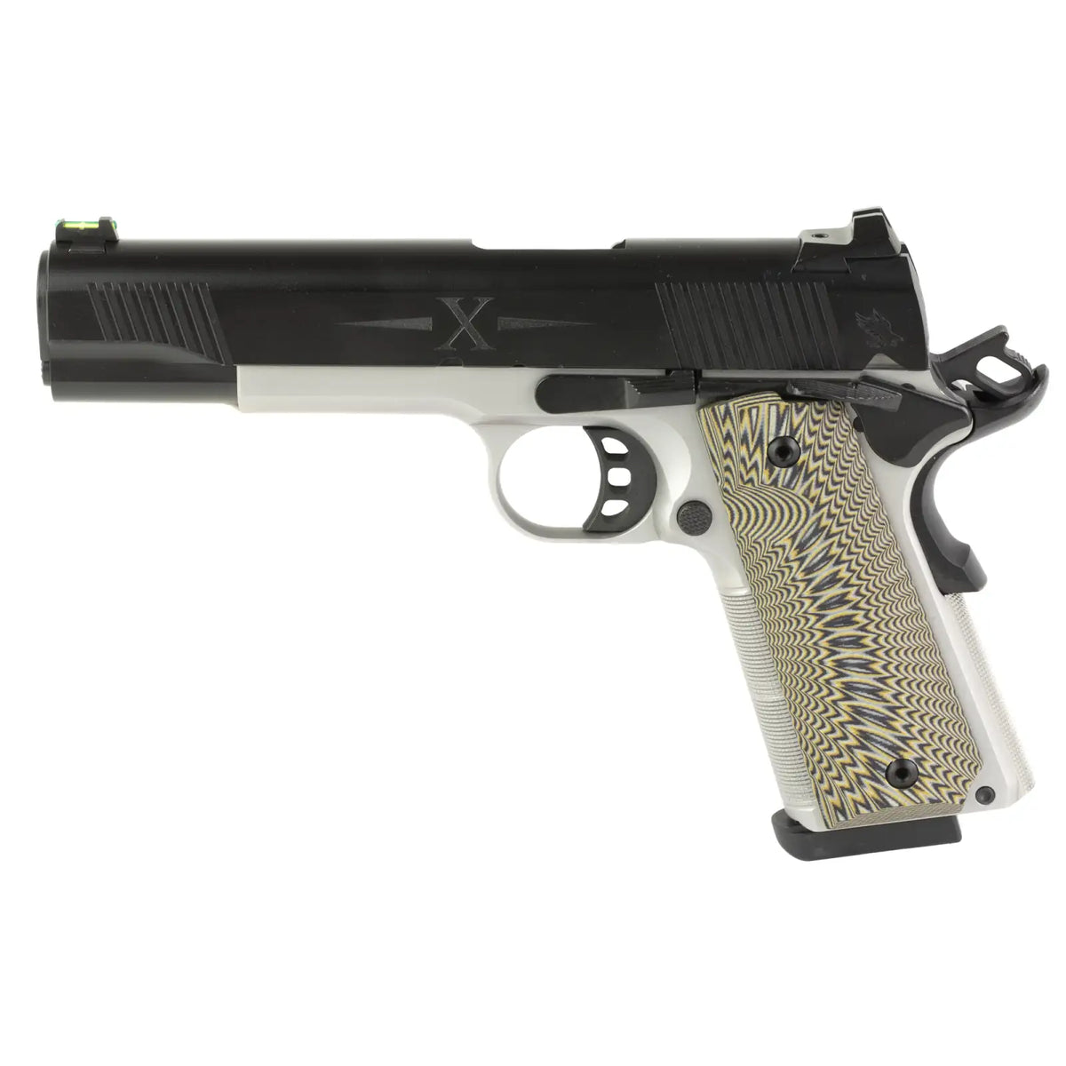 TISAS 1911 D10 10MM 5" Fiber Optic Stainless Frame Pistol, 8-Round