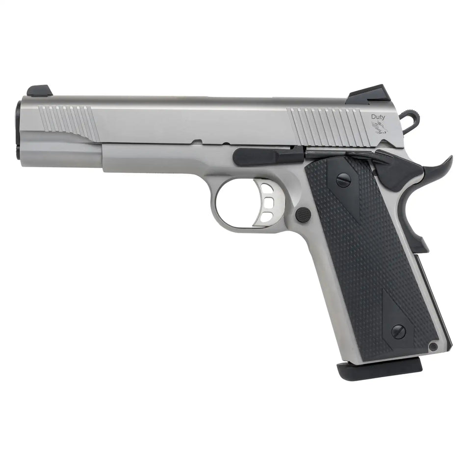 TISAS 1911 Duty SS45 45ACP 5" Stainless Rubber Grip Pistol, 8-Round