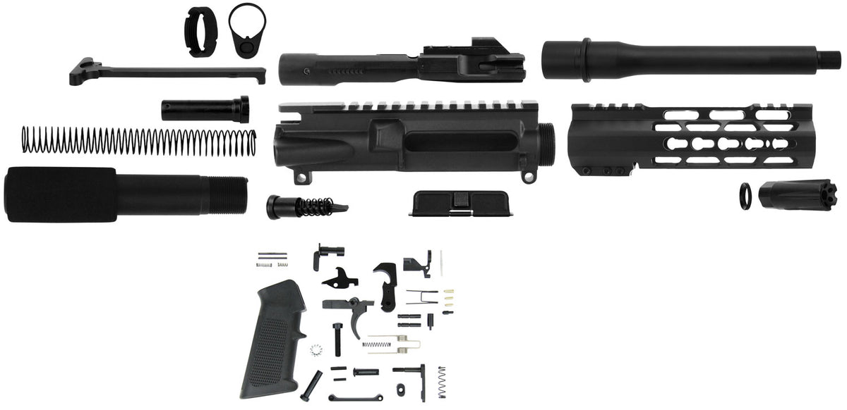 TacFire SSPK9MMLPK7K 9mm Luger AR Pistol Build Kit 7" KeyMod Handguard Black Steel