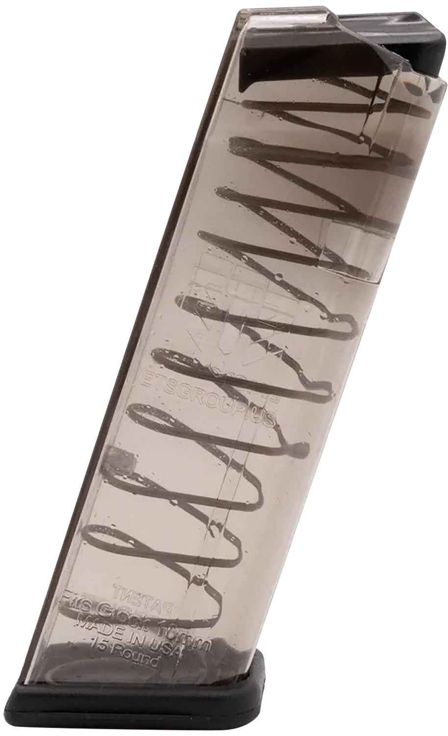 ETS Group GLK20 10mm Auto 15-Round Magazine for Glock 20/29/40 Translucent Polymer